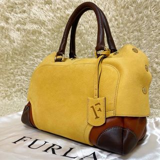 Furla - 美品　フルラ　ハンドバッグ　レザー　スエード　チャーム　ブラウン系　保存袋