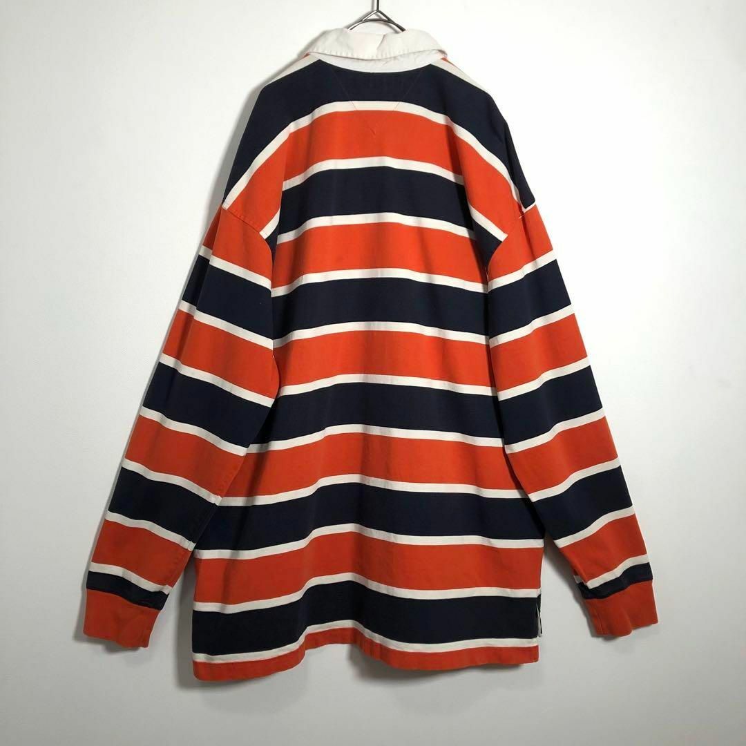 TOMMY HILFIGER(トミーヒルフィガー)のトミーヒルフィガー　刺繍ロゴ　ボーダー　長袖　ラガーシャツ メンズのトップス(ポロシャツ)の商品写真