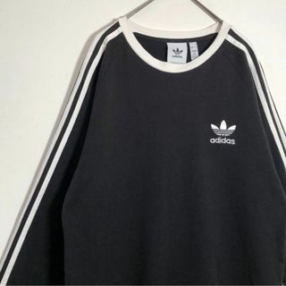 adidas - adidasアディダス　刺繍ロゴ　リンガー　サイドライン　ロングTシャツ