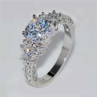 シルバー925色★AAAジルコニアダイヤモンドリング１１号指輪ジュエリー結婚式(リング(指輪))
