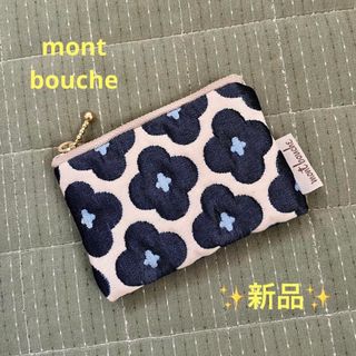 mont bouche モンブッシュ ミニポーチ ネイビー 花柄 新品未使用☻(ポーチ)