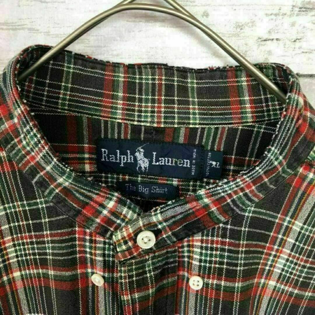 Ralph Lauren(ラルフローレン)のj71 90s US古着 ラルフローレン ノーカラー 長袖シャツ メンズのトップス(シャツ)の商品写真