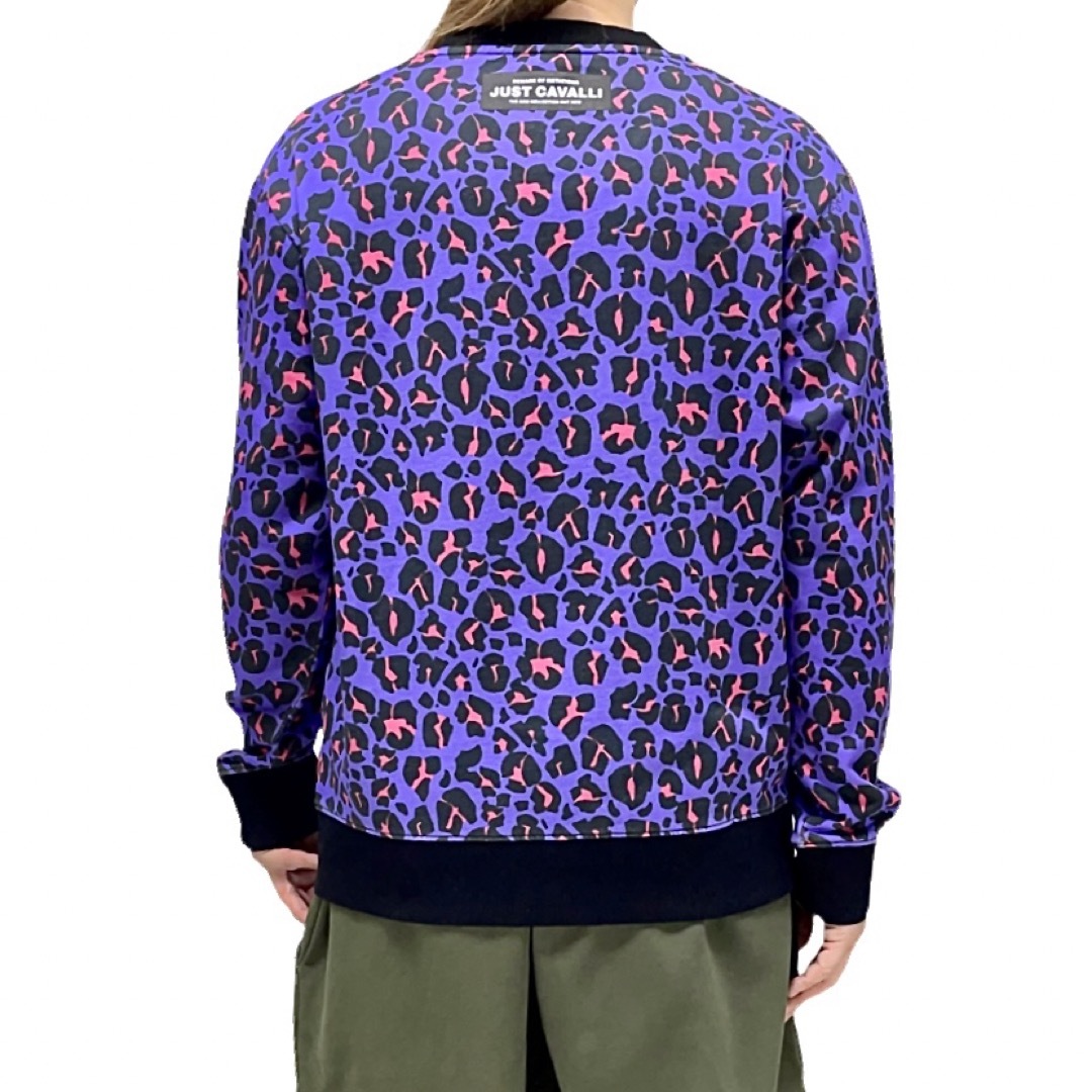 Just Cavalli(ジャストカヴァリ)の新品 Just Cavalli ヒョウ柄 パープルピンク レオパード スウェット メンズのトップス(スウェット)の商品写真