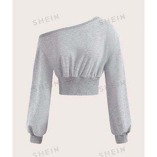 シーイン(SHEIN)のshein ドロップショルダー　クロップスウェットシャツ(トレーナー/スウェット)