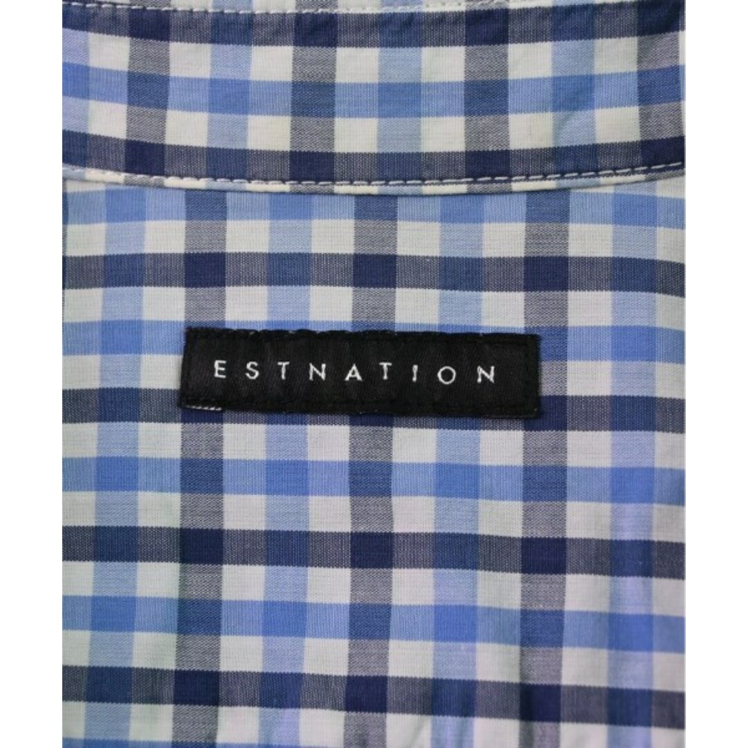 ESTNATION(エストネーション)のESTNATION カジュアルシャツ M 白x青x紺(チェック) 【古着】【中古】 メンズのトップス(シャツ)の商品写真