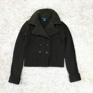 ラルフローレン(Ralph Lauren)のRALPH LAUREN  カシミヤ混　カーディガン　牛革　茶　レディース　M(カーディガン)