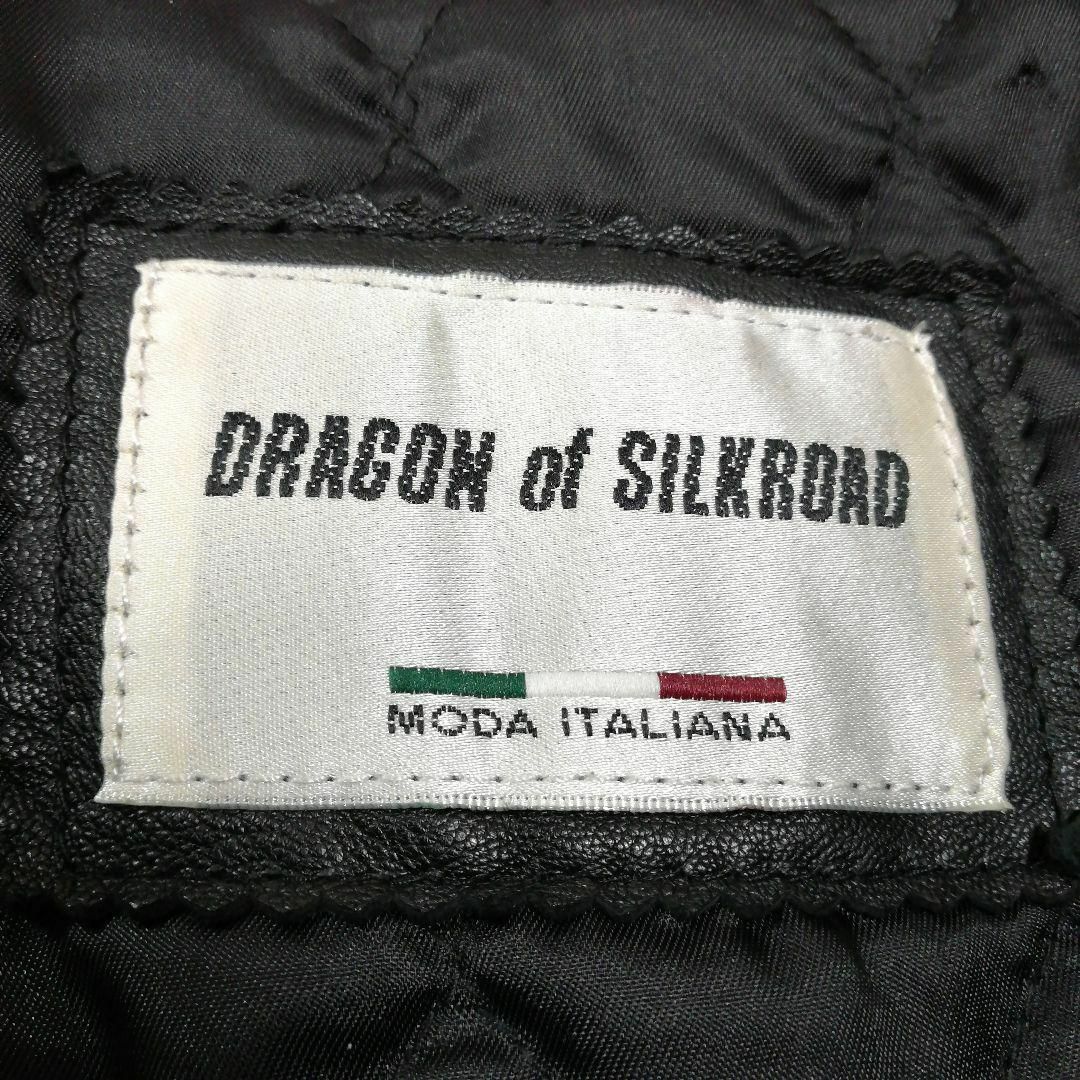 DRAGONofSILKROAD  イタリア製　レザーコート　ラムレザー　黒　M レディースのジャケット/アウター(ロングコート)の商品写真