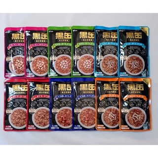 黒缶 パウチ６種類★１２袋セット総合栄養食 グレインフリー  キャットフード(ペットフード)