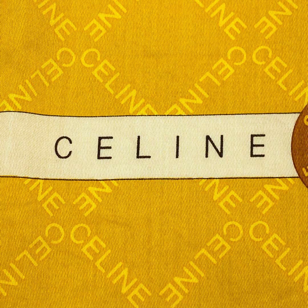 celine(セリーヌ)の★CELINE★ ハンカチ 大判 リング チェック ロゴ マスタードイエロー レディースのファッション小物(ハンカチ)の商品写真