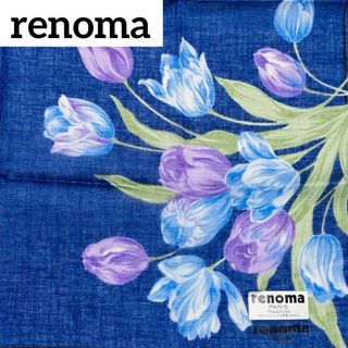 RENOMA - 未使用品 ★renoma★ ハンカチ チューリップ 綿100％ ブルー シール付