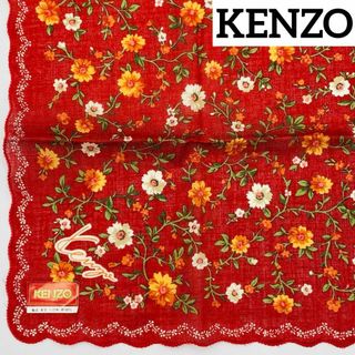 KENZO - 未使用品 ★KENZO★ ハンカチ 花 綿100％ レッド