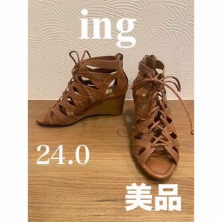 イング(ing)のing  レースアップサンダル　本革　美品　24.0   (サンダル)