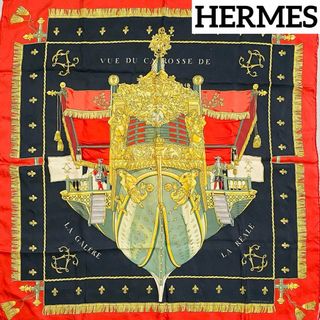 エルメス(Hermes)の★HERMES★ スカーフ 大判 カレ クイーンの戴冠式 レッド(バンダナ/スカーフ)