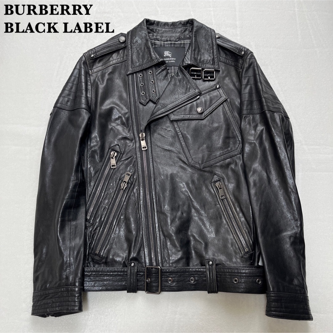 BURBERRY BLACK LABEL(バーバリーブラックレーベル)の【美品】高級 BURBERRY BLACKLABEL ライダースジャケット M メンズのジャケット/アウター(ライダースジャケット)の商品写真