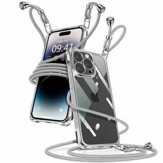 【色: シルバー】iPhone 14 Pro Max ケース クリア ショルダー(その他)