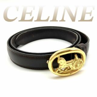celine - セリーヌ ベルト 馬車金具 レザー ブラック 60322