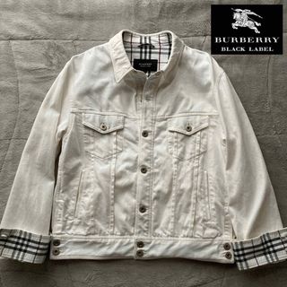 バーバリーブラックレーベル(BURBERRY BLACK LABEL)のLサイズ　バーバリーブラックレーベル ホワイトデニムジャケット ノバチェック(Gジャン/デニムジャケット)