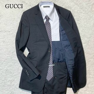 グッチ(Gucci)の【未使用級】GUCCI グッチ スーツ 黒 ブラック ストライプ 46R M(その他)