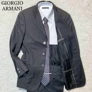Giorgio Armani - 【美品】ジョルジオアルマーニ スーツ グレー ストライプ シェルボタン 46