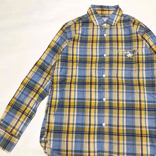 オーディナリーフィッツ(ORDINARY FITS)の【極美品】ORDINARY FITS ボタンダウンシャツ 日本製 M 綿麻 黄青(シャツ)