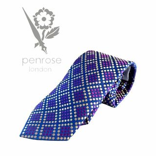 【美品】penrose ペンローズ　　ネクタイ　シルク　ブルー　高級 英国(ネクタイ)