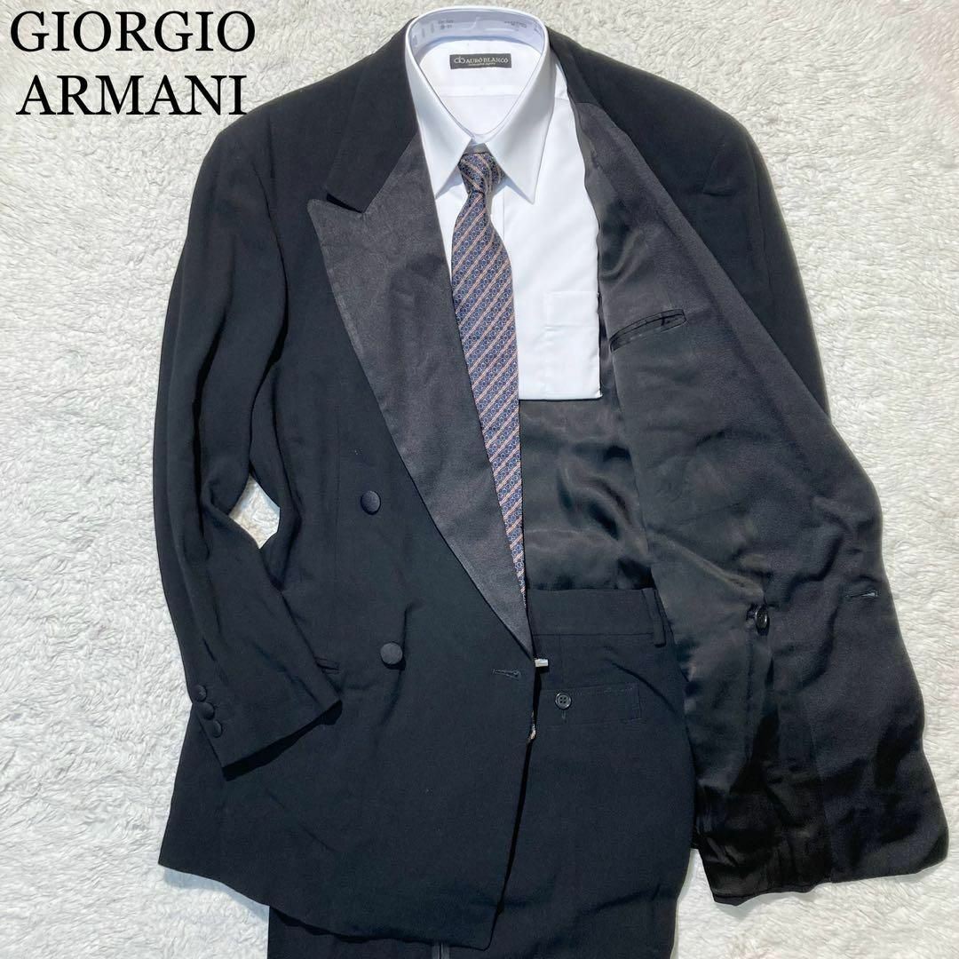 Giorgio Armani(ジョルジオアルマーニ)の【未使用級】ジョルジオアルマーニ タキシード 黒 サイドライン 50 XL メンズのスーツ(その他)の商品写真