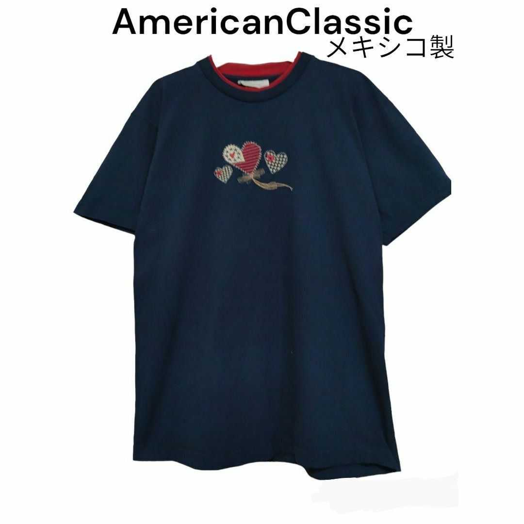 AmericanClassic　メキシコ製　Tシャツ　古着　二重襟　ハート　刺繍 メンズのトップス(Tシャツ/カットソー(半袖/袖なし))の商品写真