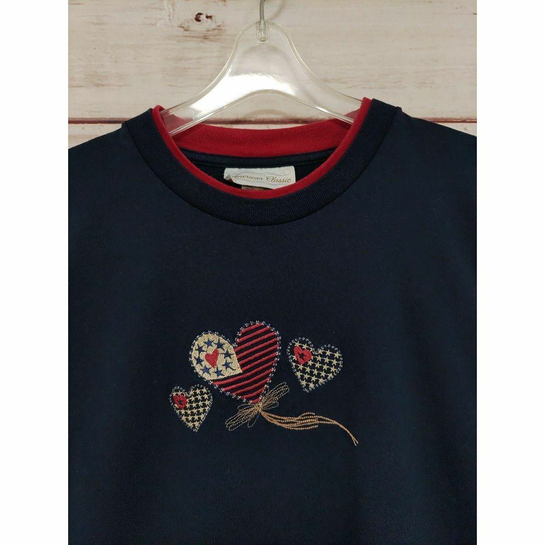 AmericanClassic　メキシコ製　Tシャツ　古着　二重襟　ハート　刺繍 メンズのトップス(Tシャツ/カットソー(半袖/袖なし))の商品写真