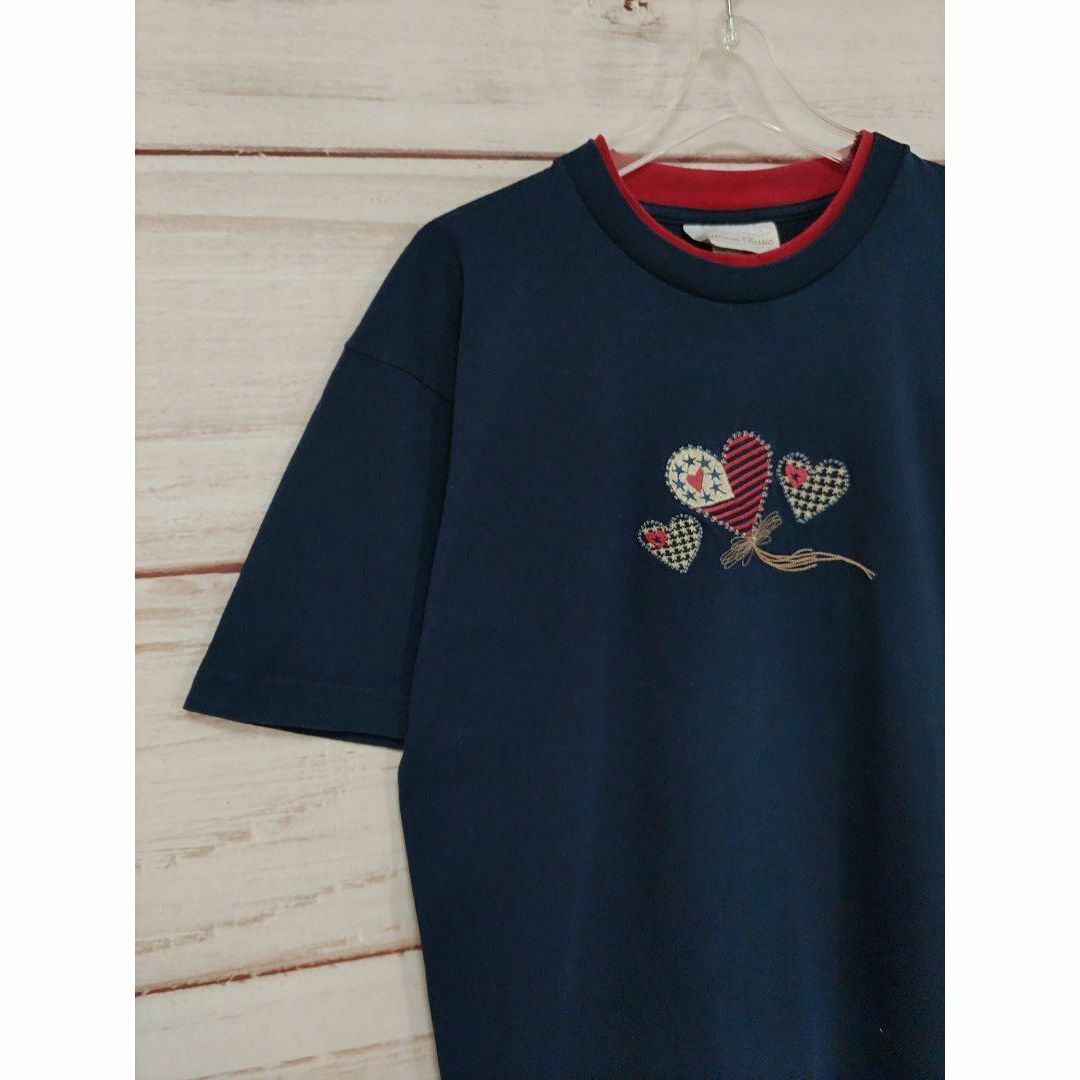 AmericanClassic　メキシコ製　Tシャツ　古着　二重襟　ハート　刺繍 メンズのトップス(Tシャツ/カットソー(半袖/袖なし))の商品写真