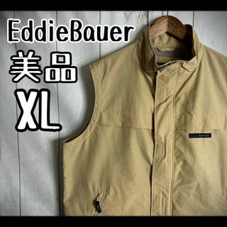 Eddie Bauer - 【希少生地】　美品　エディーバウアー　ナイロンベスト　裏地フリース　ベージュ