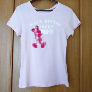 ディズニー(Disney)のディズニーワールド　Tシャツ　ミッキー　ピンクチェック　Walt Disney(Tシャツ(半袖/袖なし))