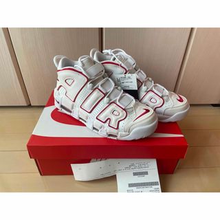 ナイキ(NIKE)のNIKE AIRMOREUPTEMPO WHITE/VARSITYRED27.5(スニーカー)