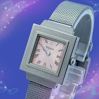 《美品　稼動品》　エレガンス　防水　レディース腕時計　ピンク系文字盤　クォーツ