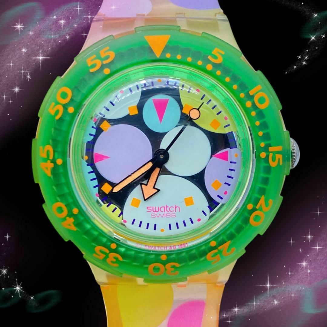 swatch(スウォッチ)の《希少　稼動品》　スウォッチ　スクーバ　回転ベゼル　防水　レディース腕時計 レディースのファッション小物(腕時計)の商品写真