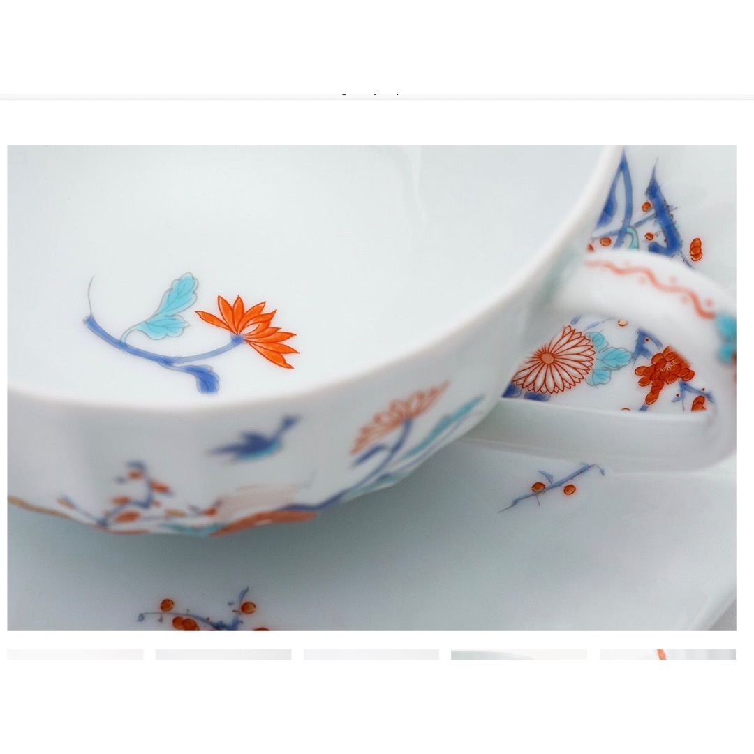 深川製磁　色絵花鳥紋　紅茶碗皿　二客 インテリア/住まい/日用品のキッチン/食器(食器)の商品写真