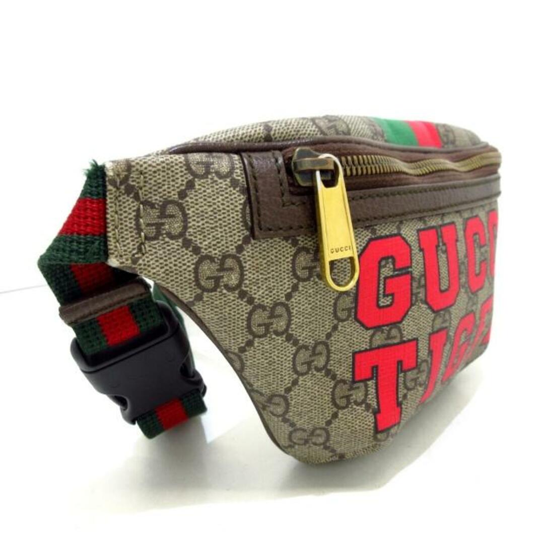 Gucci(グッチ)のGUCCI(グッチ) ウエストポーチ GGプラス・GGスプリーム 675181 ベージュ×レッド×グリーン PVC(塩化ビニール)×レザー レディースのバッグ(ボディバッグ/ウエストポーチ)の商品写真