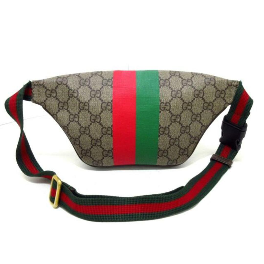 Gucci(グッチ)のGUCCI(グッチ) ウエストポーチ GGプラス・GGスプリーム 675181 ベージュ×レッド×グリーン PVC(塩化ビニール)×レザー レディースのバッグ(ボディバッグ/ウエストポーチ)の商品写真