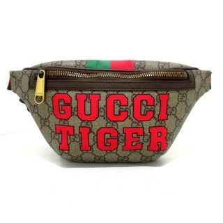 グッチ(Gucci)のGUCCI(グッチ) ウエストポーチ GGプラス・GGスプリーム 675181 ベージュ×レッド×グリーン PVC(塩化ビニール)×レザー(ボディバッグ/ウエストポーチ)