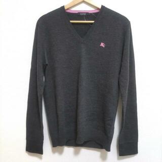 Burberry Black Label(バーバリーブラックレーベル) 長袖セーター サイズ2 M メンズ美品  - ダークグレー×ピンク Vネック