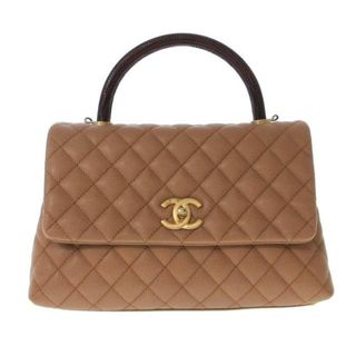 CHANEL - CHANEL(シャネル) ハンドバッグ レディース ラージトップハンドル フラップ バッグ/ココハンドル/マトラッセ A92991 ライトブラウン×ボルドー マットゴールド金具 グレインドカーフスキン×リザード 