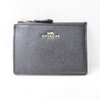 COACH - COACH(コーチ) コインケース美品  クロスグレイン レザー ミニ スキニー IDケース F12186 黒 レザー