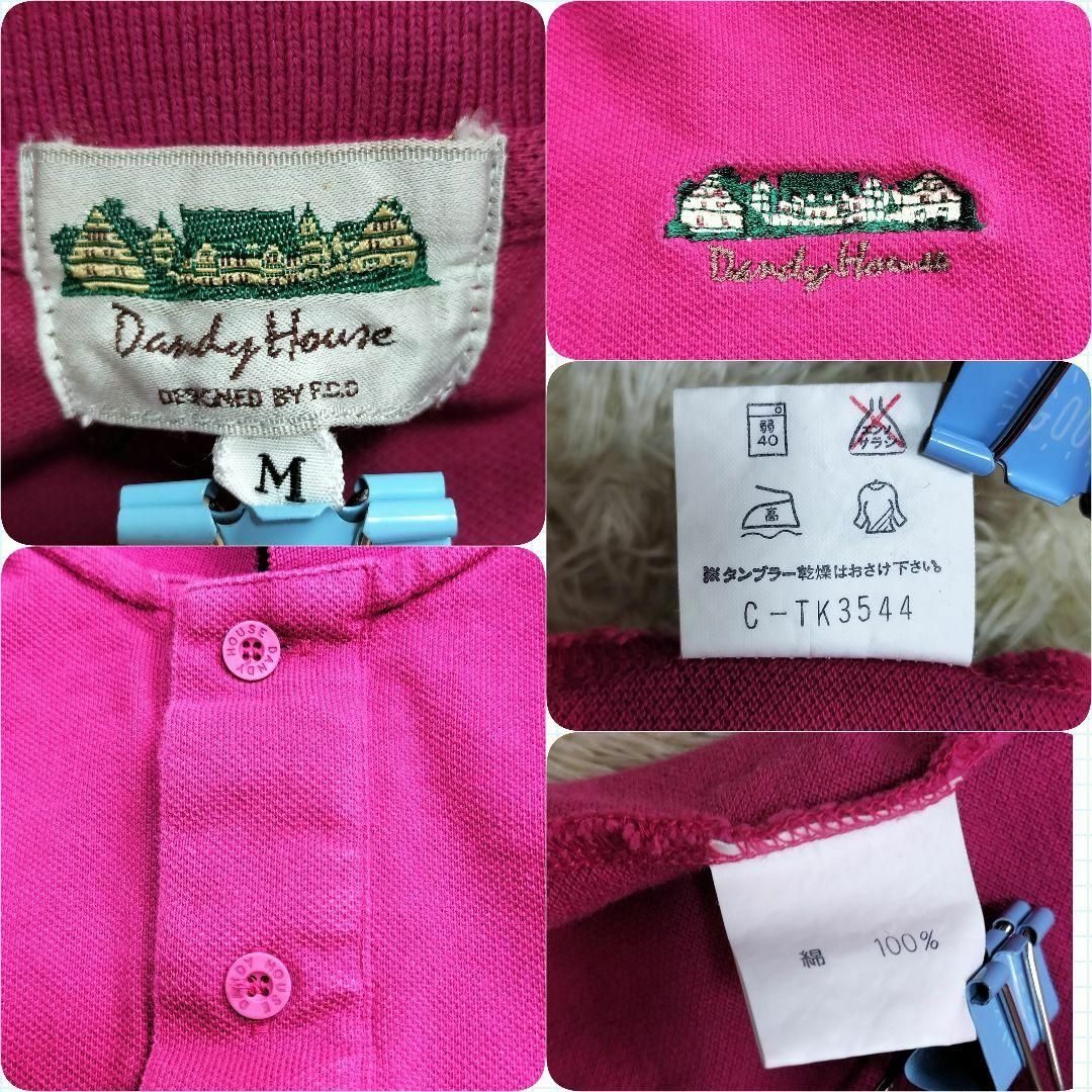 Dandy House メンズ ポロシャツ 半袖 m ピンク 刺繍ロゴ ゴルフ メンズのトップス(ポロシャツ)の商品写真