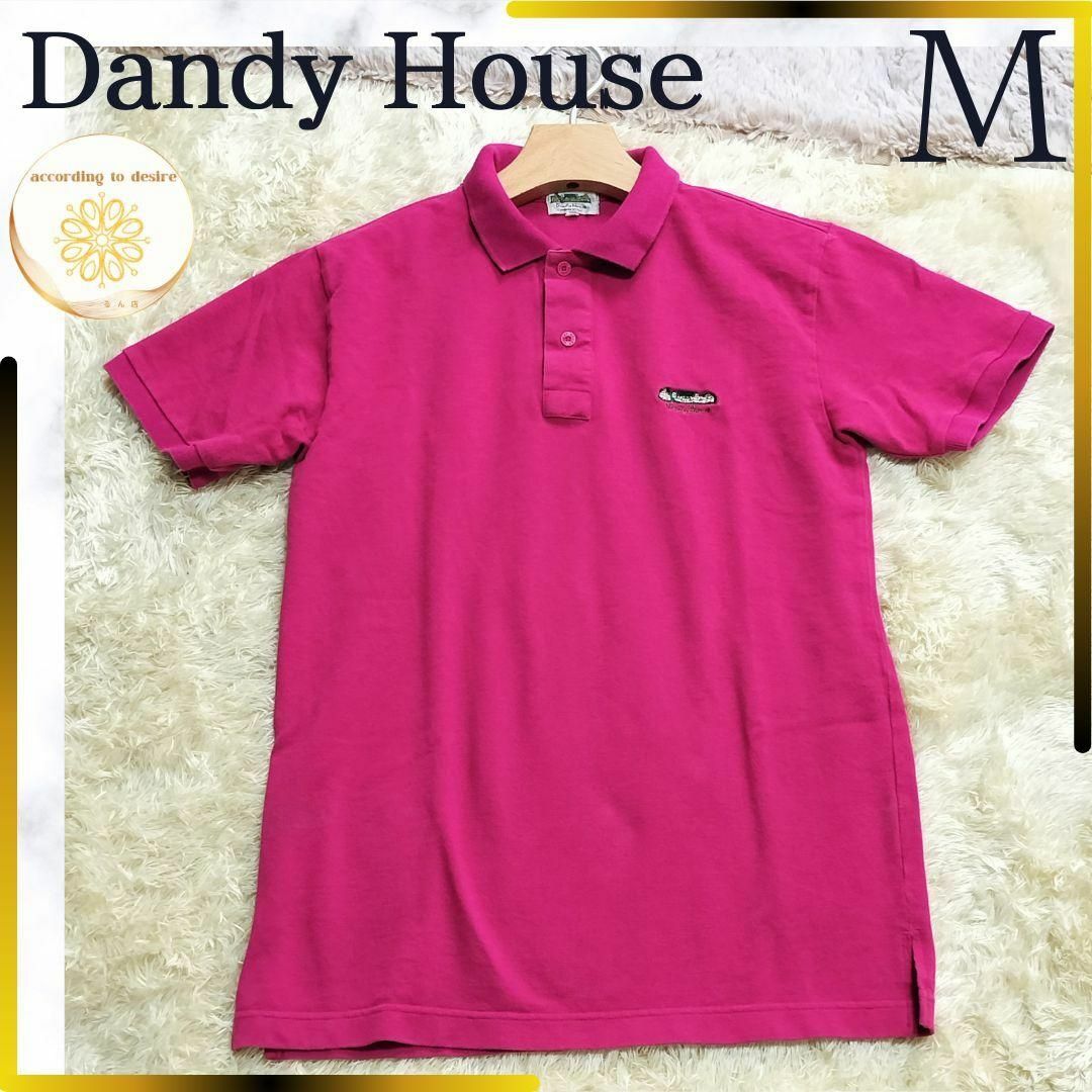 Dandy House メンズ ポロシャツ 半袖 m ピンク 刺繍ロゴ ゴルフ メンズのトップス(ポロシャツ)の商品写真