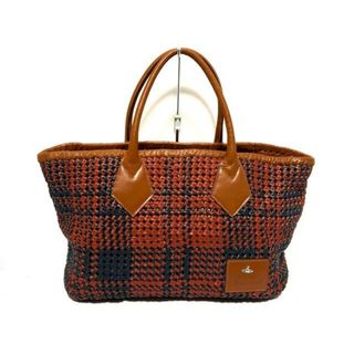 ヴィヴィアンウエストウッド(Vivienne Westwood)のVivienneWestwood(ヴィヴィアンウエストウッド) トートバッグ美品  - ブラウン×レッド×ダークグレー 編み込み レザー(トートバッグ)