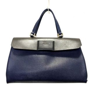 フルラ(Furla)のFURLA(フルラ) ハンドバッグ - ネイビー×白×ダークブラウン レザー(ハンドバッグ)