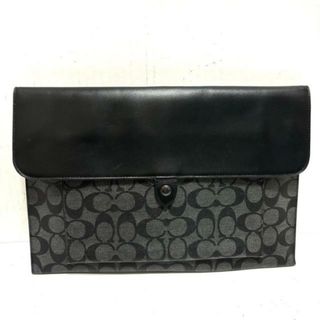 コーチ(COACH)のCOACH(コーチ) クラッチバッグ美品  シグネチャー柄 C1623 黒×グレー PVC(塩化ビニール)×レザー(クラッチバッグ)