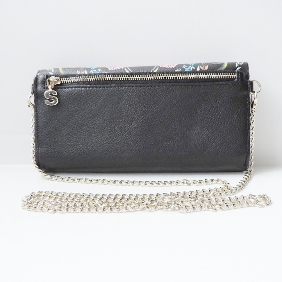 DESIGUAL(デシグアル)のDesigual(デシグアル) 財布 - 黒×ピンク×マルチ チェーンウォレット/花柄 合皮 レディースのファッション小物(財布)の商品写真