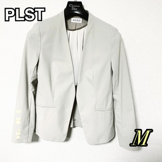PLST - 230★美品★プラステ　ノーカラージャケット　オフホワイト　M レディース