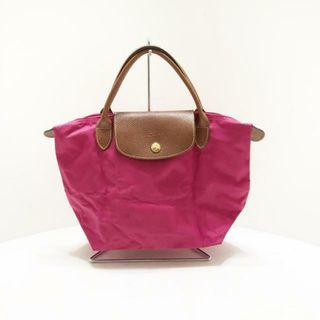 ロンシャン(LONGCHAMP)のLONGCHAMP(ロンシャン) ハンドバッグ ル・プリアージュオリジナル ピンク×ダークブラウン 折りたたみ ナイロン×レザー(ハンドバッグ)