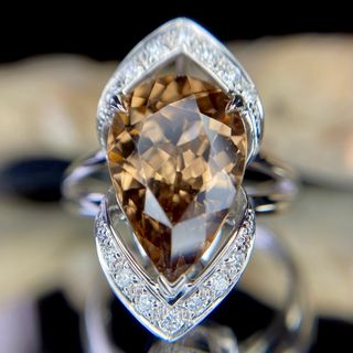 『専用です』天然非加熱ジルコン ダイヤモンド 計7.45ct K18WG(リング(指輪))